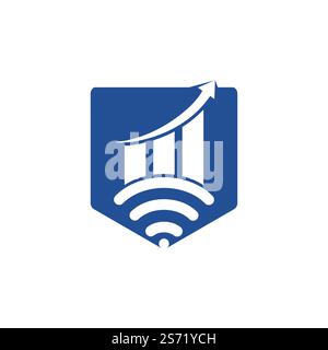 Wifi Statistic vector logo design. Wifi analytic logo icon design. Stock Vector