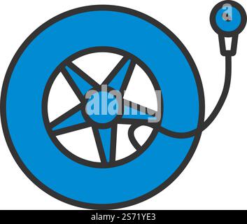 Tire Pressure Gage Icon. Editable Bold Outline With Color Fill Design. Vector Illustration. Stock Vector