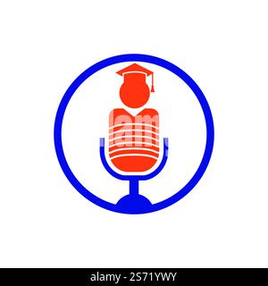 Student podcast vector logo icon symbol design. Education podcast logo concept. Stock Vector