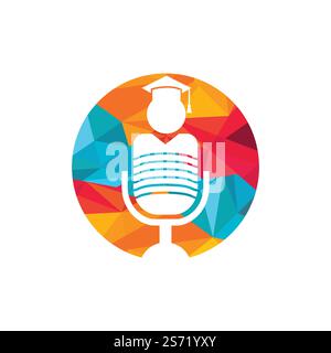 Student podcast vector logo icon symbol design. Education podcast logo concept. Stock Vector