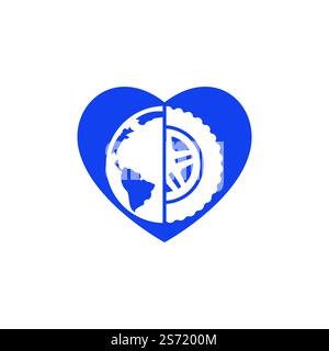 Tire world vector logo template. Vector wheel and planet logo combination. Stock Vector