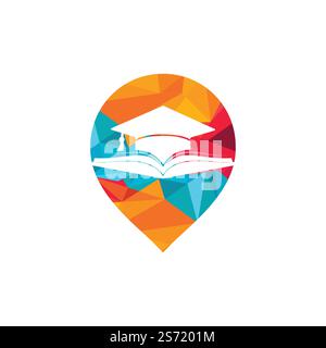 Graduation hat and book vector logo template. Education logo concept. Stock Vector