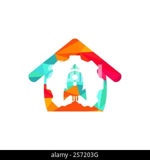 Rocket Gear vector logo design template. Stock Vector