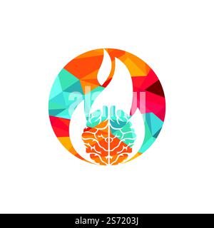 Fire brain vector logo design template. Stock Vector