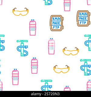 Bike Transport And Accessories vector seamless pattern thin line illustration. Bike Transport And Accessories vector seamless pattern Stock Vector
