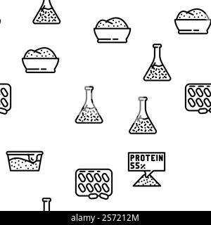 Spirulina Nutrition Ingredient vector seamless pattern thin line illustration. Spirulina Nutrition Ingredient vector seamless pattern Stock Vector