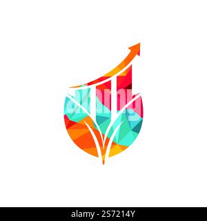 Leaf stats vector logo design. Green chart logo template design vector ...