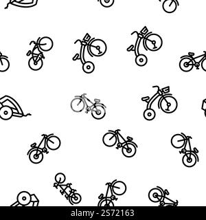 Bike Transport And Accessories vector seamless pattern thin line illustration. Bike Transport And Accessories vector seamless pattern Stock Vector