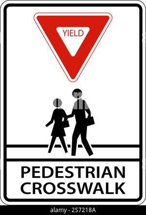 Yield Pedestrian Crosswalk Sign On White Background Stock Vector