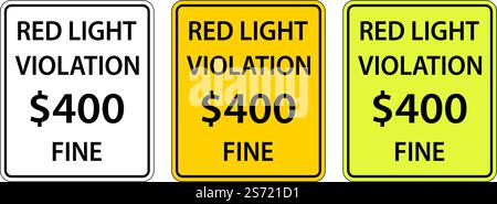 Red Light Photo Violation Fine Sign Stock Vector