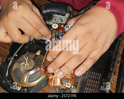 Cairo, Egypt, December 25 2024: An old radio cassette player