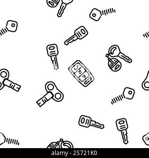 Key For Open And Close Padlock vector seamless pattern thin line illustration. Key For Open And Close Padlock vector seamless pattern Stock Vector