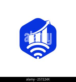 Wifi Statistic vector logo design. Wifi analytic logo icon design. Stock Vector