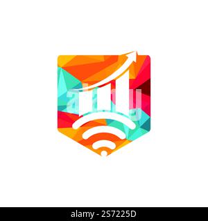 Wifi Statistic vector logo design. Wifi analytic logo icon design. Stock Vector