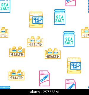 salt sea food crystal powder vector seamless pattern thin line illustration. salt sea food crystal powder vector seamless pattern Stock Vector