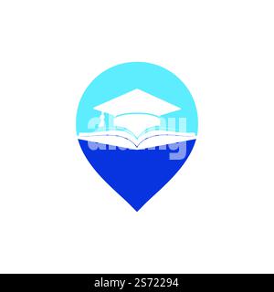 Graduation hat and book vector logo template. Education logo concept. Stock Vector