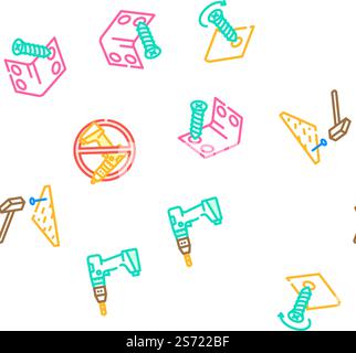 assembly instruction furniture vector seamless pattern thin line illustration. assembly instruction furniture vector seamless pattern Stock Vector