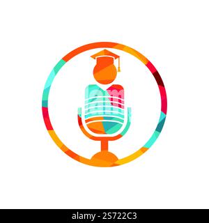Student podcast vector logo icon symbol design. Education podcast logo concept. Stock Vector