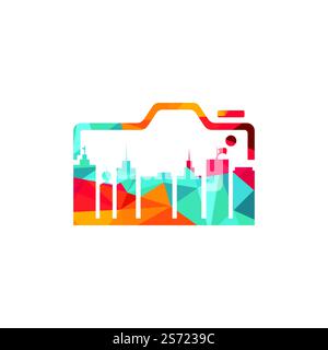 Photo city vector logo design. Camera and city vector logo design template. Stock Vector
