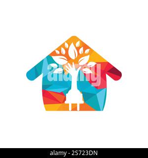 Electric cord and hand tree vector logo design. Stock Vector