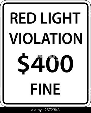 Red Light Photo Violation Fine Sign Stock Vector