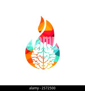 Fire brain vector logo design template. Stock Vector