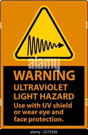 Warning Ultraviolet Light Hazard Label On White Background Stock Vector