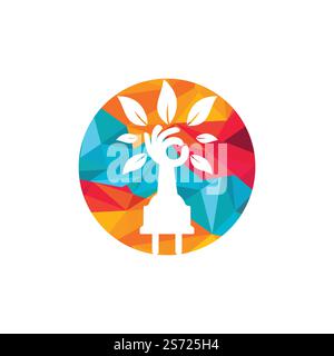 Electric cord and hand tree vector logo design. Stock Vector