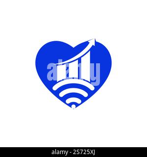 Wifi Statistic vector logo design. Wifi analytic logo icon design. Stock Vector