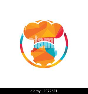 Chef gear vector logo design. Cog wheel and chef hat icon design. Stock Vector