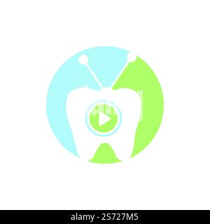 Dental tv vector logo design template. Tooth and television icon design. Stock Vector