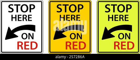 Stop Here on Red Sign On White Background Stock Vector