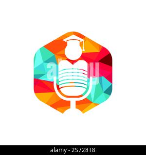 Student podcast vector logo icon symbol design. Education podcast logo concept. Stock Vector