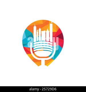 Urban podcast vector logo design template. Podcast city logo concept. Stock Vector