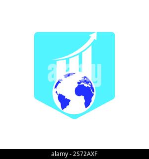 World Stats vector logo design template. World finance logo design concept. Stock Vector