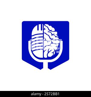 Brain podcast logo design. Broadcast entertainment business logo template vector illustration. Stock Vector