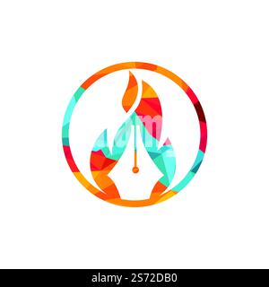 Fire Pen vector logo design concept. Hot writer vector logo icon. Stock Vector