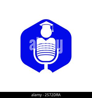 Student podcast vector logo icon symbol design. Education podcast logo concept. Stock Vector