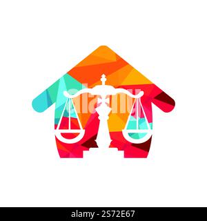 Chess law vector logo design template. Chess king and scale icon design. Stock Vector