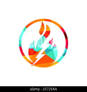 Lightning fire vector logo design template. Fire energy and voltage logo concept. Stock Vector