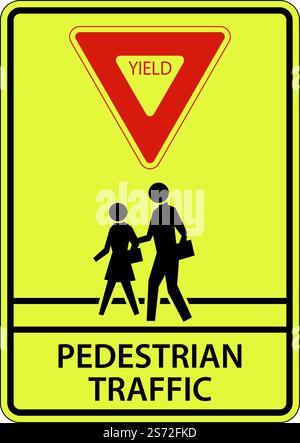 Yield Pedestrian Traffic Sign On White Background Stock Vector