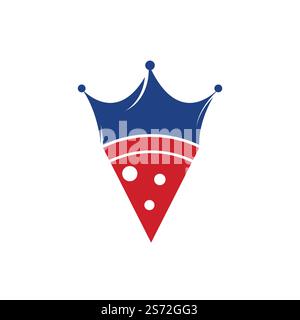 Pizza king vector logo design template. Crown and pizza slice icon design. Stock Vector