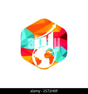 World Stats vector logo design template. World finance logo design concept. Stock Vector
