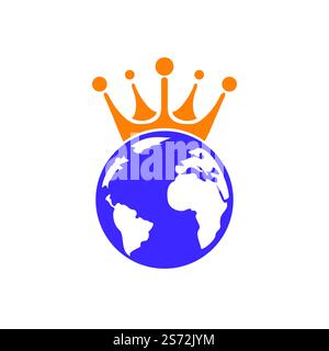 King Planet Vector Logo Design. Globe King Logo Icon Design. Stock Vector