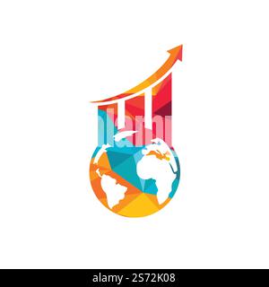 World Stats vector logo design template. World finance logo design concept. Stock Vector