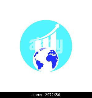 World Stats vector logo design template. World finance logo design concept. Stock Vector