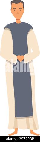 Religious monk icon cartoon vector. Priest man. Rishi friar Stock ...