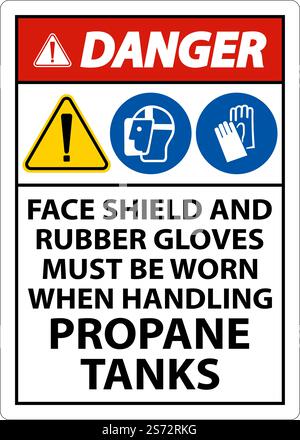 Danger PPE Required When Handling Propane Tanks Sign Stock Vector
