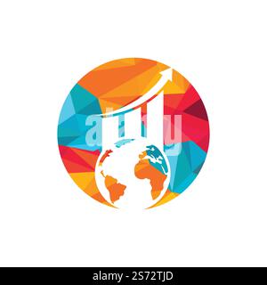 World Stats vector logo design template. World finance logo design concept. Stock Vector
