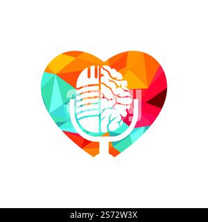 Brain podcast logo design. Broadcast entertainment business logo template vector illustration. Stock Vector
